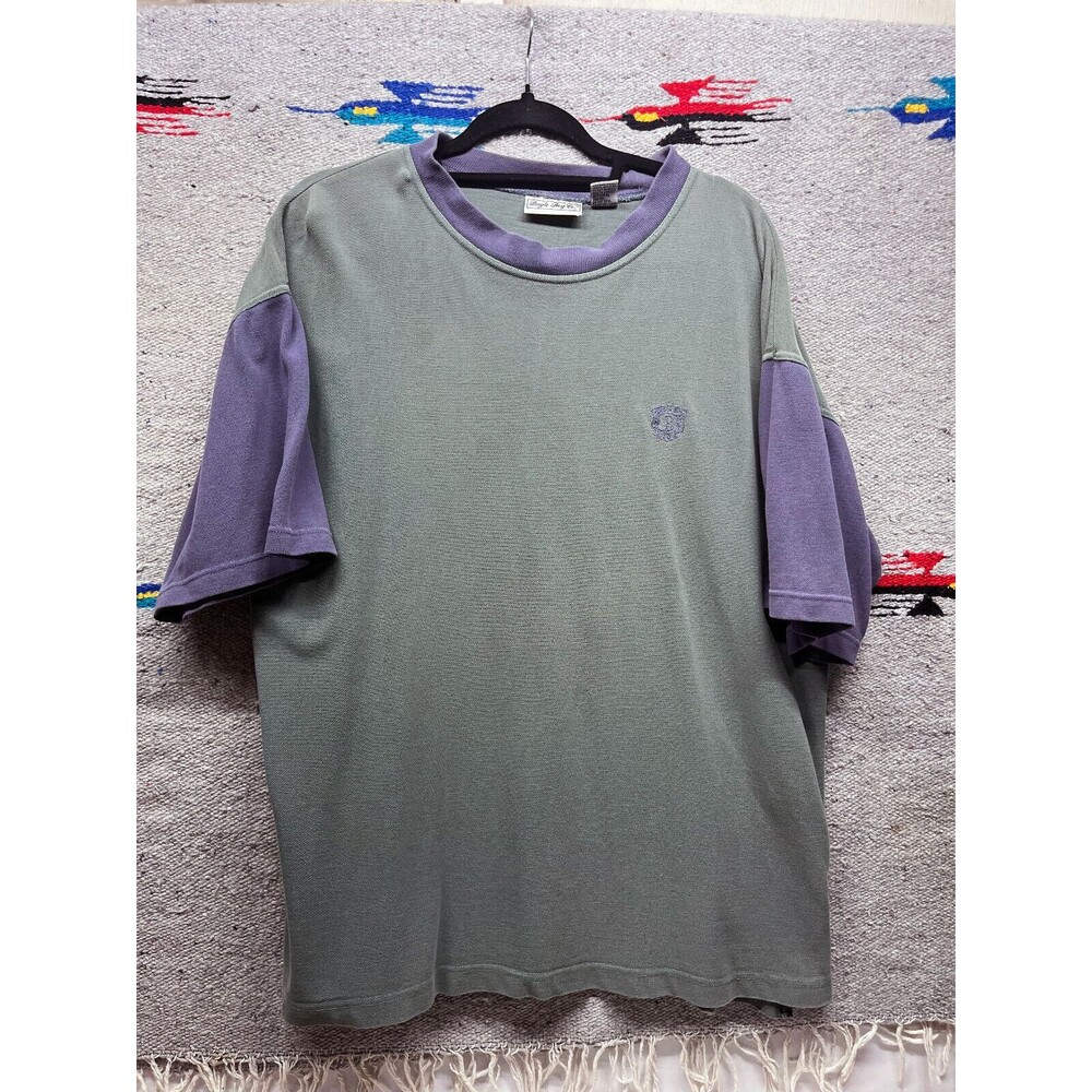 Vintage 90s Bugle Boy color block T shirt green blue large